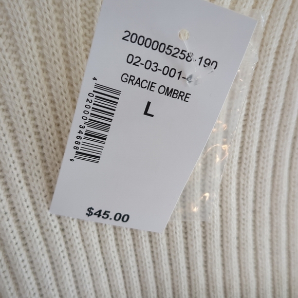 NWT Kismet Knit Tank Women's Large White/Olive Green Feminine Summer Cotton - Picture 4 of 7